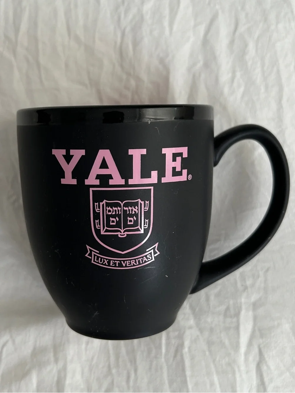 Pink Logo Black Ceramic Coffee Mug